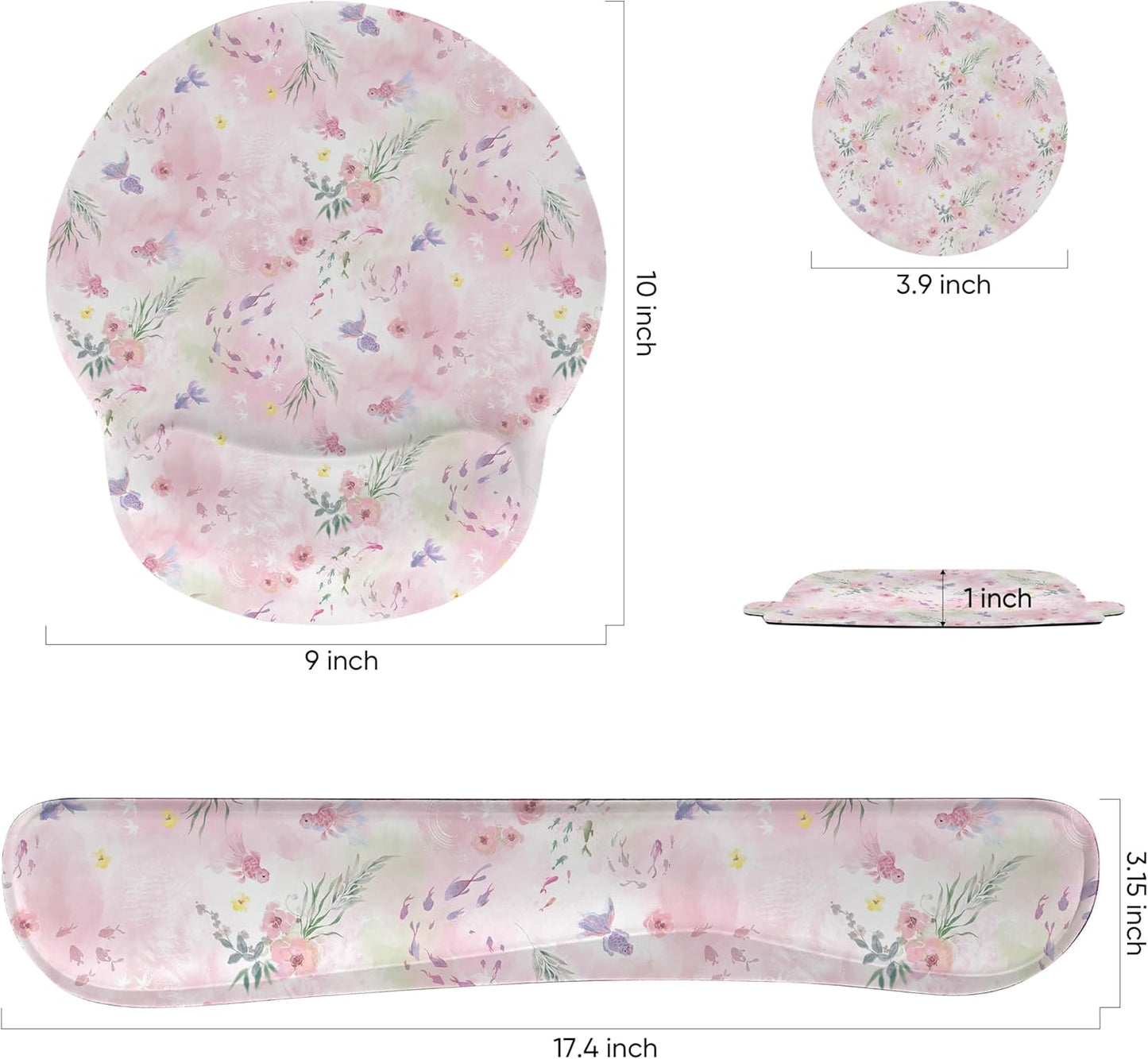 Ergonomic Keyboard Mouse Pad Wrist Rest Support Set for Laptop/Computer/Desktop,Memory Foam Hand Rest Wrist Cushion for Gaming/Office,Lightweight Comfortable & Pain Relief (Flowers)