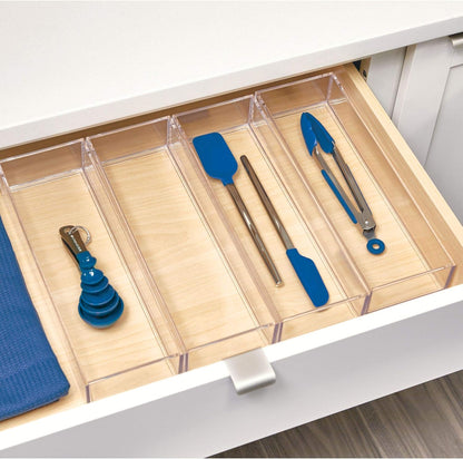 iDesign Clarity Drawer, Kitchen and Bathroom Organization Silverware, Spatulas, Gadgets, Large-Set of 2
