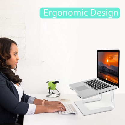 Orionstar Ergonomic Laptop Stand, Premium 5mm Aluminum Riser for 10-15.6 Inch Notebook Computer, Tool-Free Detachable Elevator Holder for Desk Office, Sturdy Riser for Eye-Level Neck Relief (Gold)