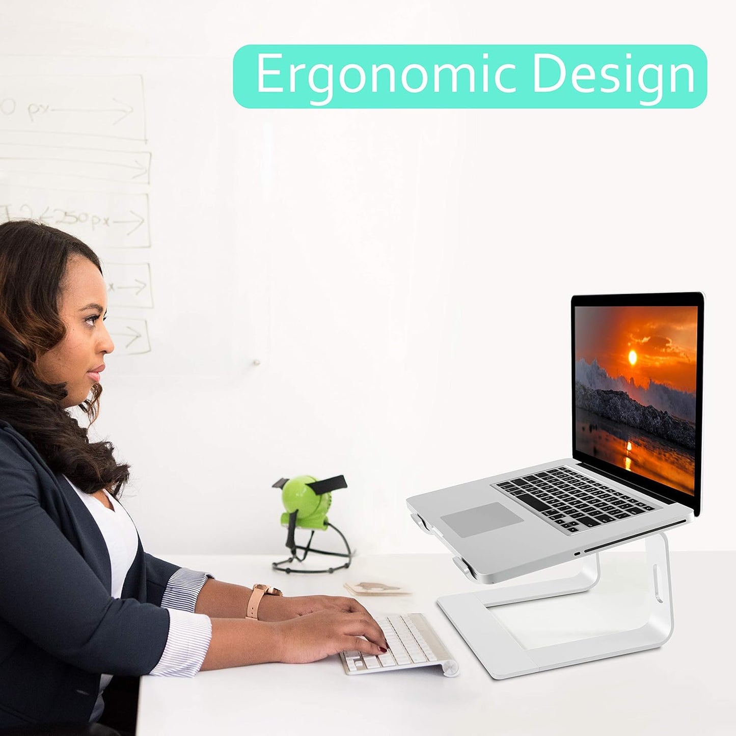 Orionstar Ergonomic Laptop Stand, Premium 5mm Aluminum Riser for 10-15.6 Inch Notebook Computer, Tool-Free Detachable Elevator Holder for Desk Office, Sturdy Riser for Eye-Level Neck Relief (Gold)