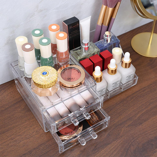 Acrylic Clear Makeup Organizer Countertop,Stackable Skincare Organizer for Vanity With 8 Drawers,Large Plastic Desk Accessories Organization,Bathroom Cosmetic Organizer Countertop for Beauty,Skin Care