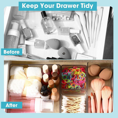 Teenyyou 8 Pcs Clear Drawer Organizers Bins Stackable Makeup and Vanity Organizer Trays Clear Plastic Drawer Organizers Set for Office Desk Dividers(9.9 x 6.3 x 1.8 Inches)
