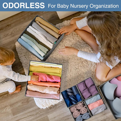 Criusia Drawer Organizer Clothes 12 Pack, Dresser Organizer for Nursery Bedroom Closet Organization and Storage - Baby Clothes Organizer Bins - Drawer Divider for Sock Underwear Bra Ties (Grey)