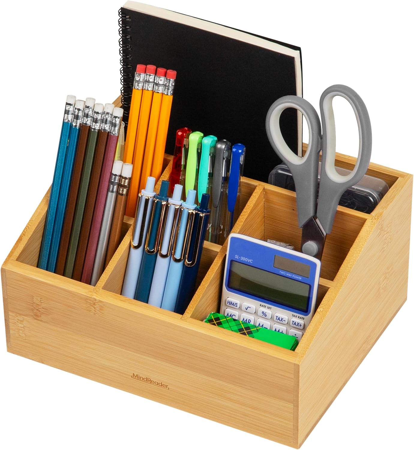 Mind Reader Vertical File Storage, Desktop Organizer, Magazine Holder, Office, Bamboo, 6"L x 11"W x 10"H, Brown
