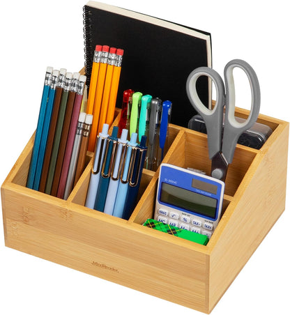 Mind Reader Vertical File Storage, Desktop Organizer, Magazine Holder, Office, Bamboo, 6"L x 11"W x 10"H, Brown