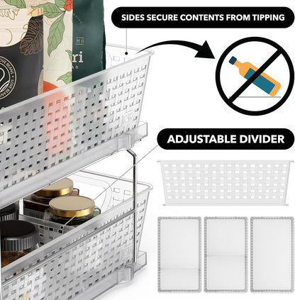 Simple Houseware 2 Tier Bathroom Organizer Tray Pull-Out Sliding Drawer, Under Sink Storage, Black