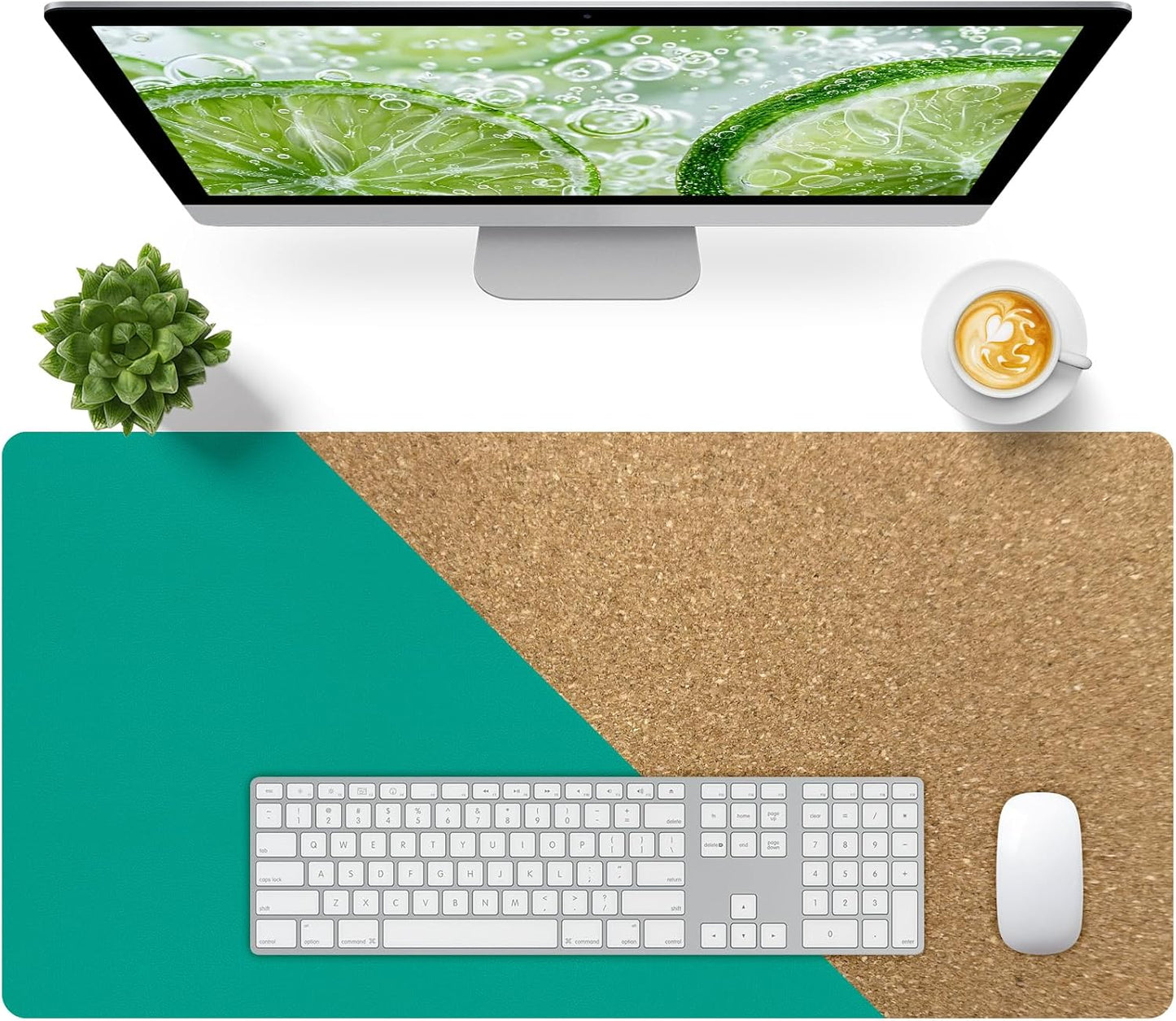 Bloss Leather Desk Pad and Keyboard Wrist Rest, Large Mouse Pad + Keyboard Pad+Mouse Wrist Support, Non-Slip Desk Mat Protector for Office, Home(31.5×15.7 Inches,Beige)