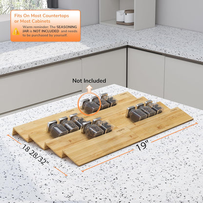 AMBIRD Spice Drawer Organizer, 4 Tier-2 Set Clear Spice Rack Tray Expandable From 11'' to 22'', Seasoning Organizer with non-slip tape for Kitchen, Cabinet, Drawers, Countertop(JARS NOT INCLUDED)