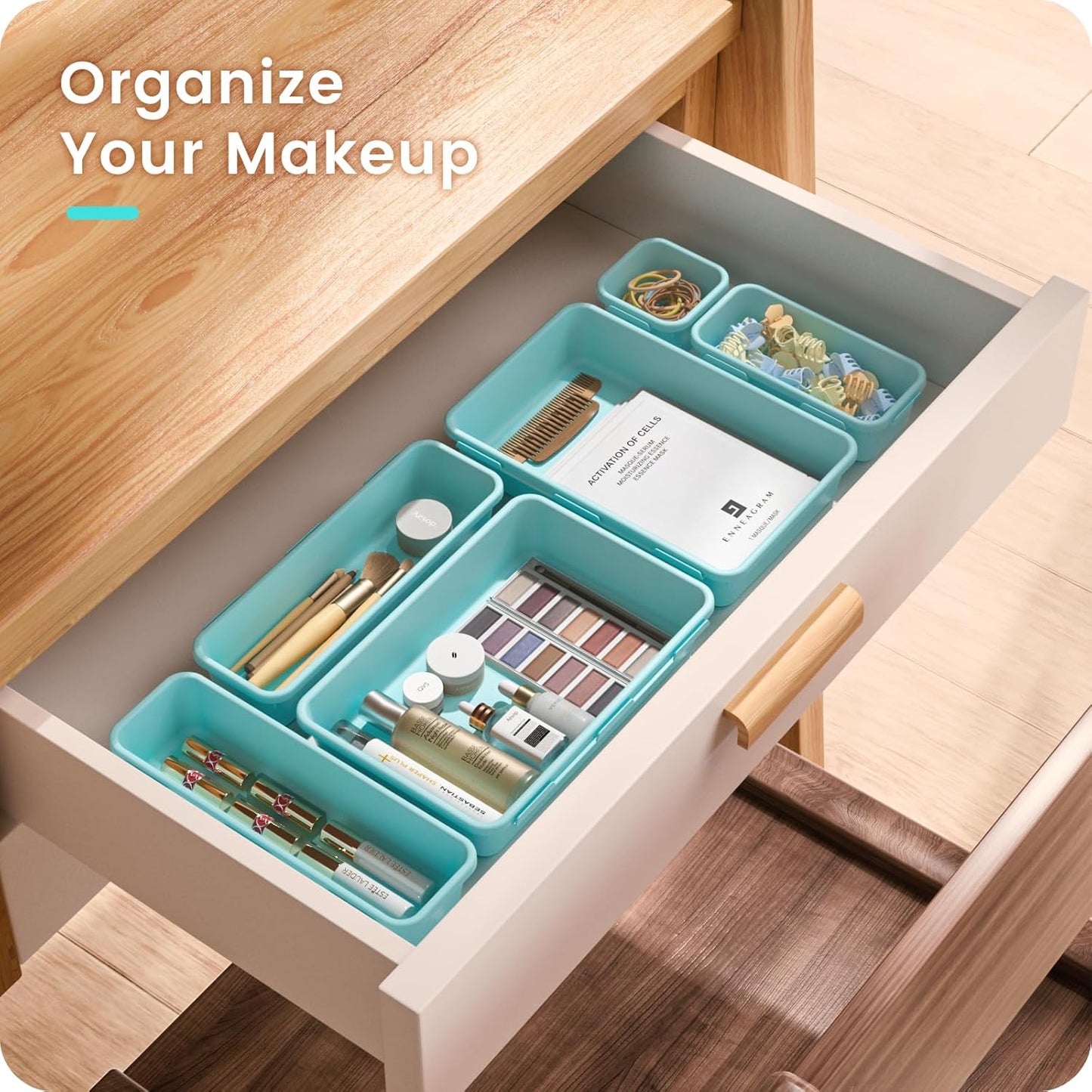【Military Grade】A-LuGei Drawer Organizer, 【𝟱𝗦𝗶𝘇𝗲】 Makeup organizer, 【Holds 177 Items】 Bathroom Organizers and Storage, Organization and Storage, Desk Drawer Organizer for Bathroom Vanity
