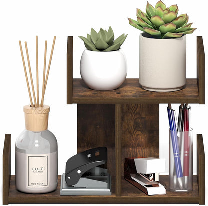 Furinno Classic Desk Organizers and Accessories, 2-Tier Monitor Riser, Office Organization, Desk Top Book Shelf, for Office Supplies, Office Desk Accessories, Dark Espresso