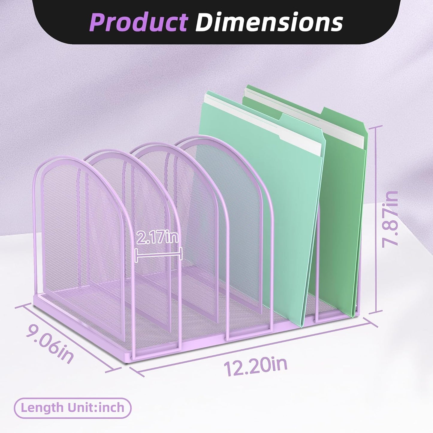 SUPEASY File Organizer for Desk, 5-Section Mesh Desk Organizer, Vertical File Holder Desktop Organizer File Sorter, File Folder Holder for Office Supplies, Black