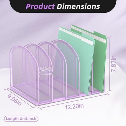SUPEASY File Organizer for Desk, 5-Section Mesh Desk Organizer, Vertical File Holder Desktop Organizer File Sorter, File Folder Holder for Office Supplies, Black