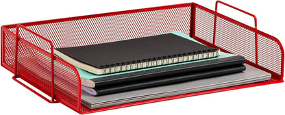 Mind Reader Stackable Paper Tray, Desktop Organizer, File Storage, Office, Metal Mesh, 4 Pcs., Black