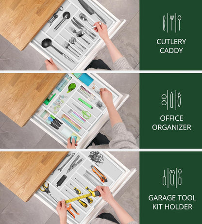 ROYAL CRAFT WOOD Luxury Bamboo Kitchen Drawer Organizer - Silverware Organizer, Utensil Holder & Cutlery Tray Drawer Dividers for Flatware (9 Slot, Natural)