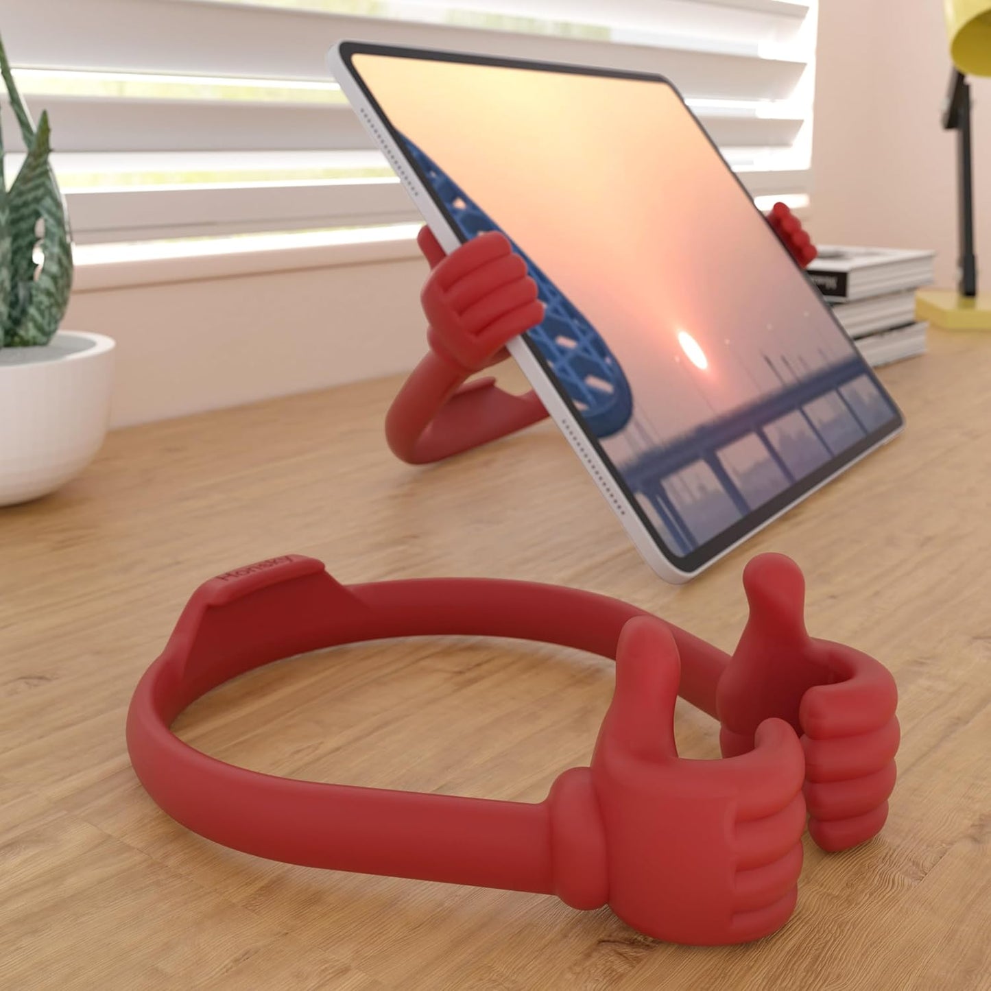 Honsky Thumbs-up Cell Phone Stand Holder,Tablet Stand Cradle for Desk Desktop Smartphone Cellphone Mobile Phone,Tablets - Universal, Adjustable Flexible,Blue