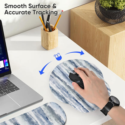 Ergonomic Keyboard Mouse Pad Wrist Rest Support Set for Laptop/Computer/Desktop,Memory Foam Hand Rest Wrist Cushion for Gaming/Office,Lightweight Comfortable & Pain Relief (Flowers)