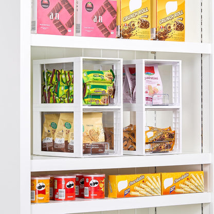 Vtopmart 4 Pack Large Stackable Storage Drawers,Easily Assemble Acrylic Bathroom Closet Undersink Organizers and Storage,Plastic Bins for Kitchen Cabinets,Pantry,Makeup,Medicine Organization