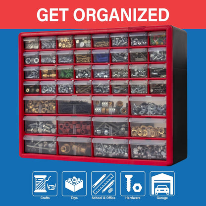 Akro-Mils 24-Drawer Plastic Drawer Storage Cabinet for Garage Organization, Bead Organizer, Building Bricks Storage, Teacher Toolbox, Makeup Organizer, 20" W x 6" D x 16" H, 10124 Black