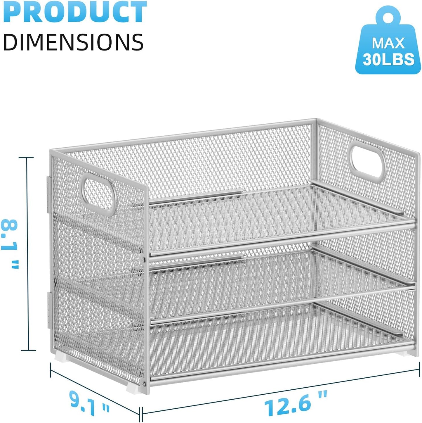 Marbrasse 3 Tier Paper Organizer Letter Tray, Mesh File Organizer with Handle, Paper Sorter Desk Organizer for Home Office Supplies
