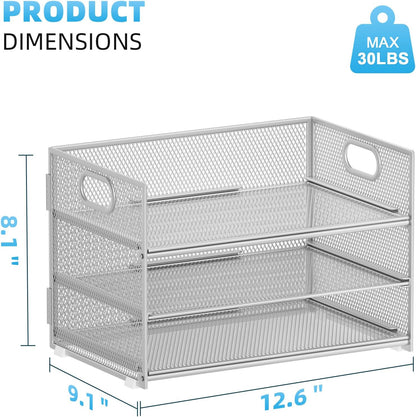 Marbrasse 3 Tier Paper Organizer Letter Tray, Mesh File Organizer with Handle, Paper Sorter Desk Organizer for Home Office Supplies