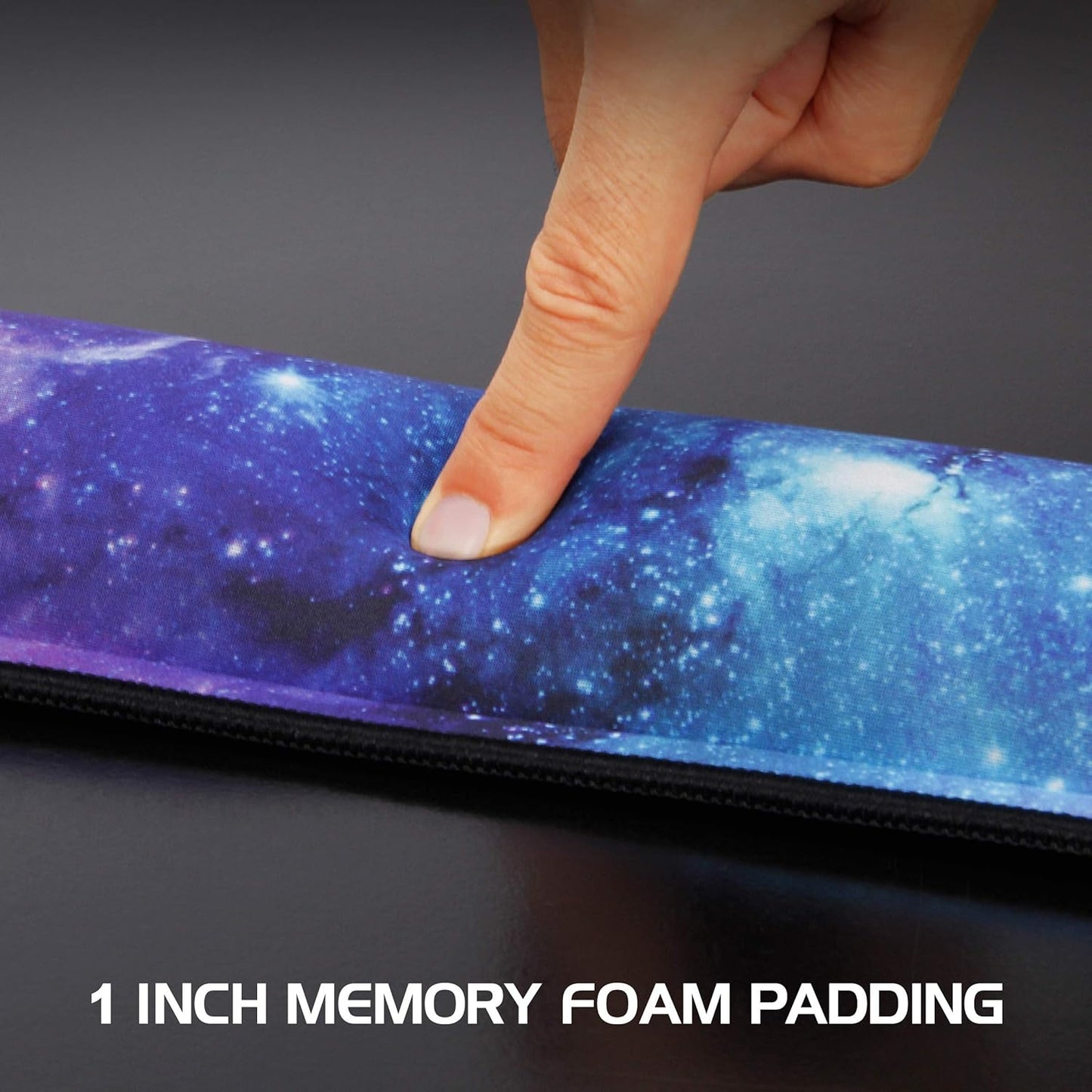 ENHANCE Keyboard Wrist Rest - Keyboard Wrist Support with Memory Foam Pad and Premium Anti-Fray Stitching - Fits Full Size Boards Helps with Pain for PC, Laptop, Office Typing - Galaxy
