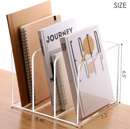 SANRUI Acrylic File Organizer, Clear Desk Organizer and Storage Bins Holding for Folders, Binders, Notebooks, Envelopes, Multi-purpose Magazine File Organizer for Home Office, 2 Pack