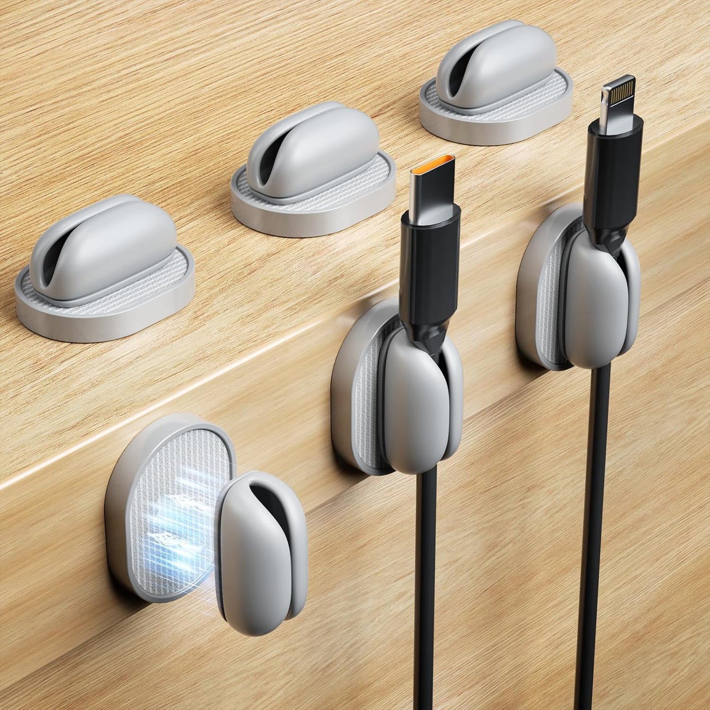 5-Pack Magnetic Cable Clips Cord Organizer - Smoothly Adjustable, Puretor Desk Cable Management Clips. Ideal Wire Holders for Desktop, Nightstand, Wall - Perfect for Home Office, Phone, Car (Black)