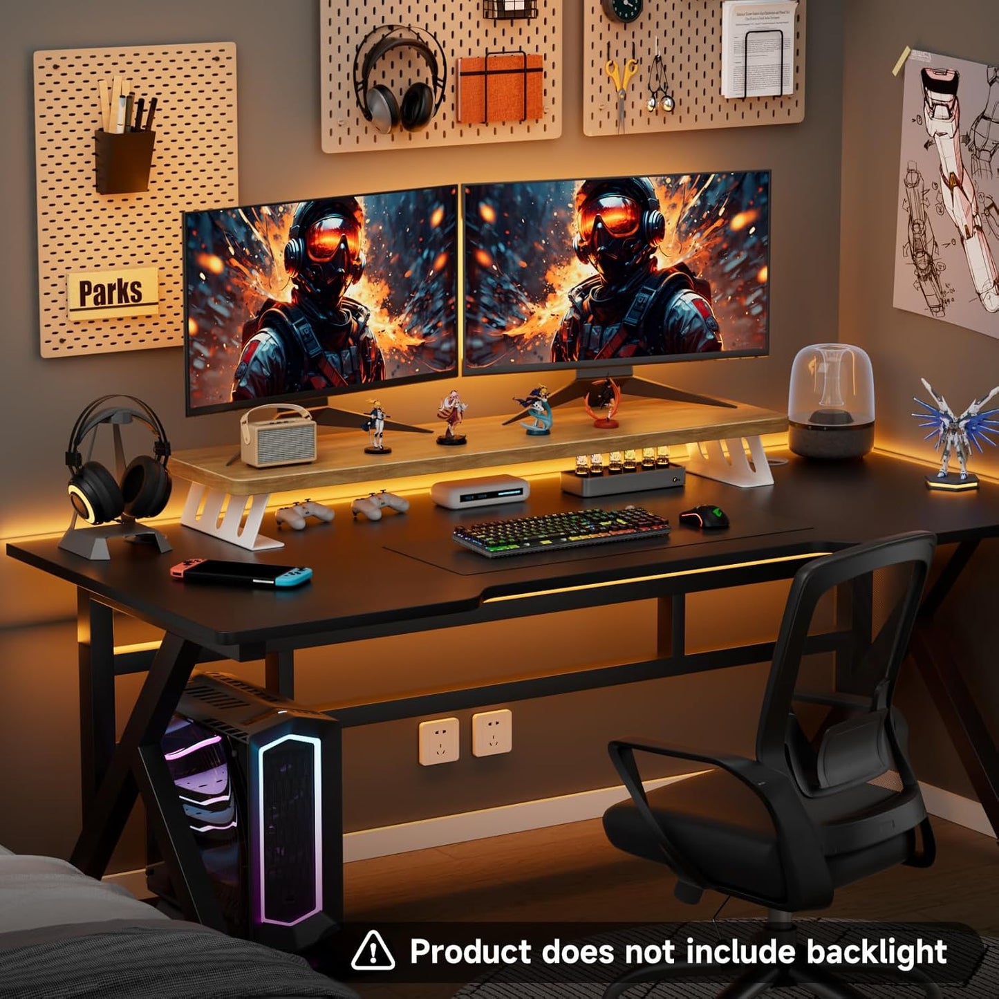 Monitor Stand Riser, 39 Inch Large Wood Monitor Stands for 2 Monitors