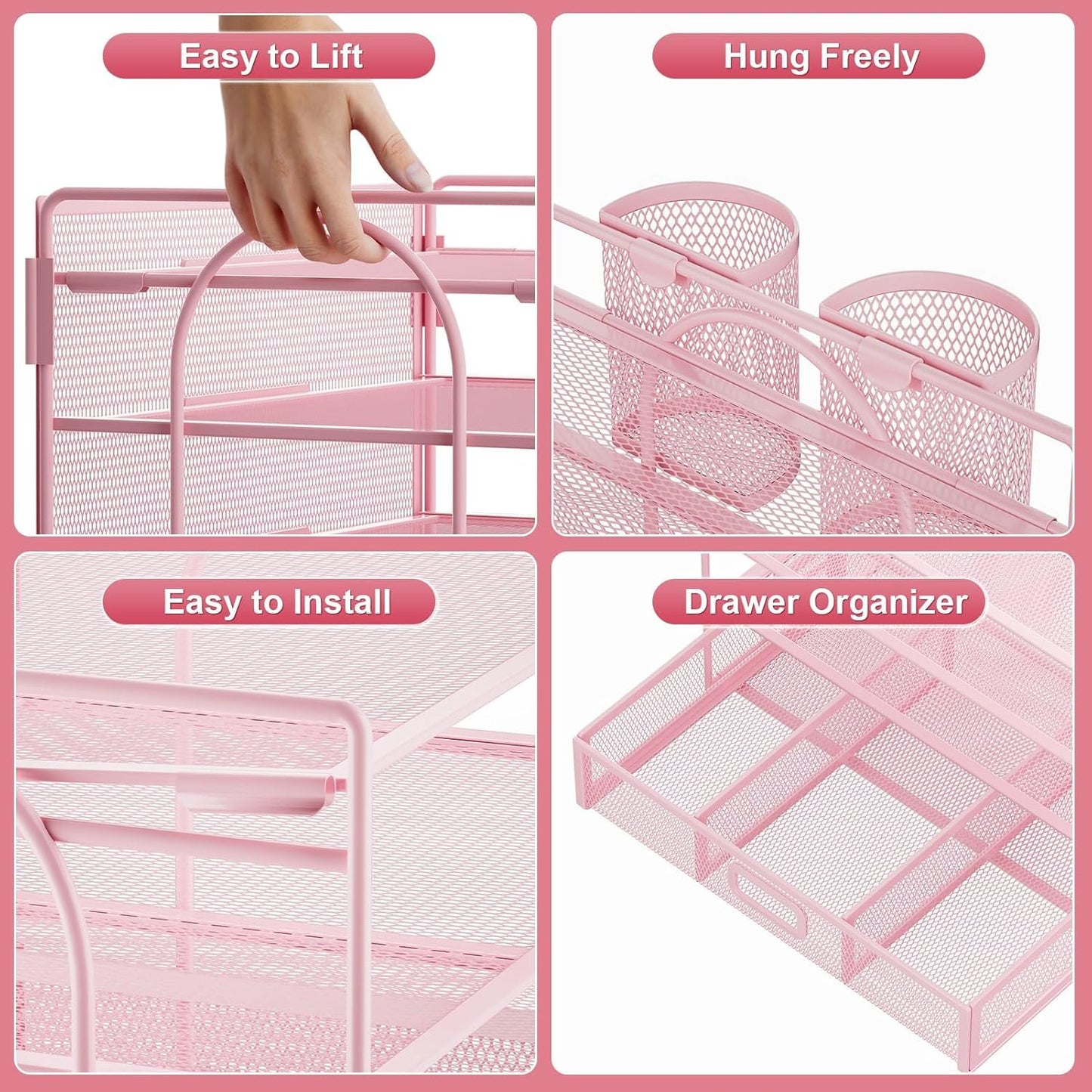 Marbrasse Desk Organizer and Accessories，4-Tier Paper Letter Tray Organizer with File Holder，Desk Accessories & Workspace Desktop Organizers for School Home Office Supplies (Blue)