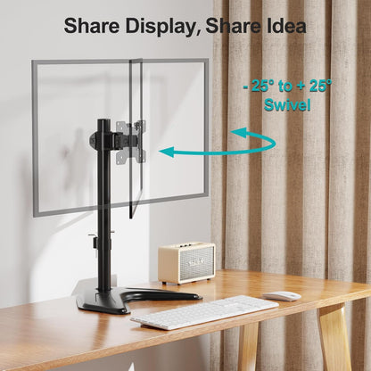 MOUNT PRO Single Monitor Stands Fits 13-32 inch/17.6 lbs Screen, Free-Standing Computer Monitor Mount for Desk, Display Standing with Adjustable Height/Tilt/Swivel/Rotation, VESA 75x75 100x100