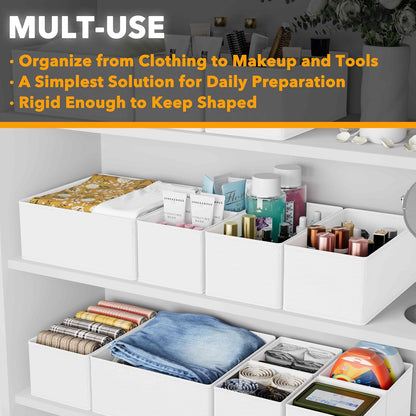 SpaceAid Drawer Organizer for Clothes, 18 Pack Dresser Drawer Organizer Bins, Closet Organizers and Storage Dividers for Clothing, Underwears, Socks (Beige)
