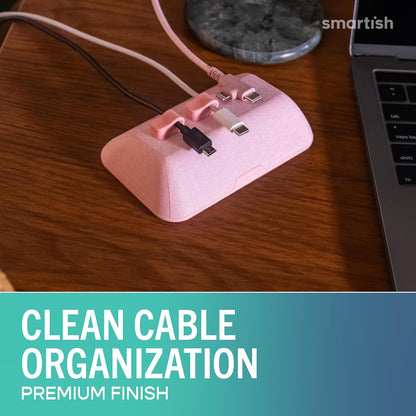 Smartish® Magnetic Cord Holder - Cable Wrangler Organizer with Magnet Clips for Charger Management on Desktop, Nightstand for USB-C + Lightning - Lightly Toasted Beige