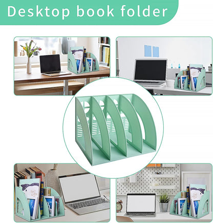SAYEEC Magazine Holder Sturdy Binder Holder Desk File Sorter Plastic File Folder Organizer Stand Book Shelf Dividers Vertical Storage Rack Desktop Bookshelf Display Box for Office School Home (Black)