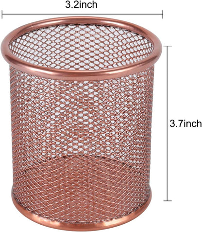 PAG Pencil Holder for Desk, 2 Pack Desktop Pen Cup, Office Supplies Desk Organizers and Accessories Organization, Makeup Brush Holder, Gold