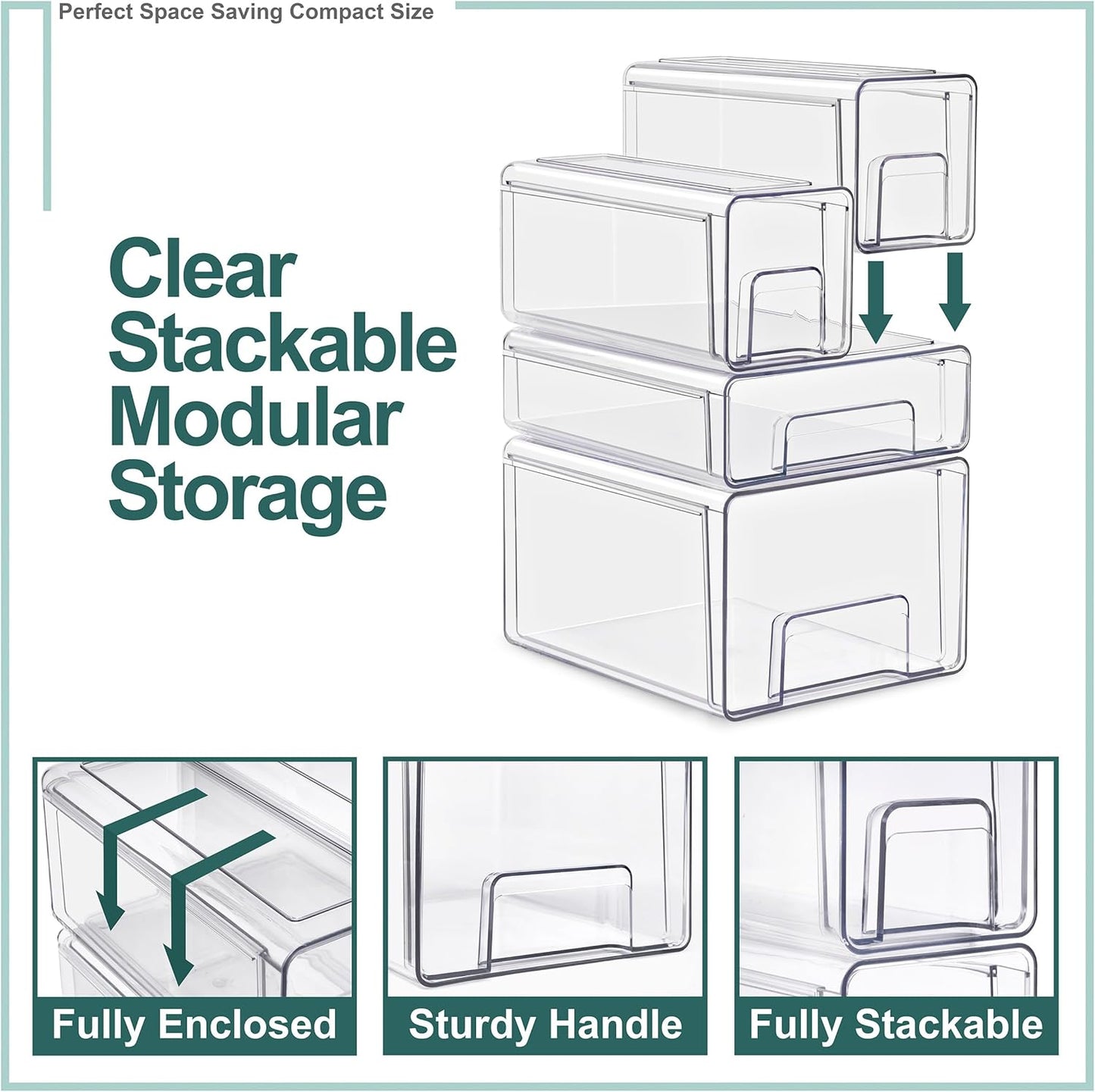Sorbus Medium Clear Stackable Storage Drawers – 2-Pack Plastic Organizer Bins with Handles – Pull-Out Stackable Drawers for Bathroom Closet, Medicine, Cabinet, Pantry Storage, Baby Bottle Organizer