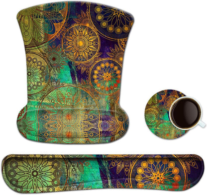 Keyboard Wrist Rest Pad Ergonomic Mouse Pad Set, ToLuLu Gel Mouse Pad Wrist Support for Computer Laptop, Mousepad Keyboard Wrist Support with Memory Foam for Easy Typing Pain Relief, Van Gogh Painting