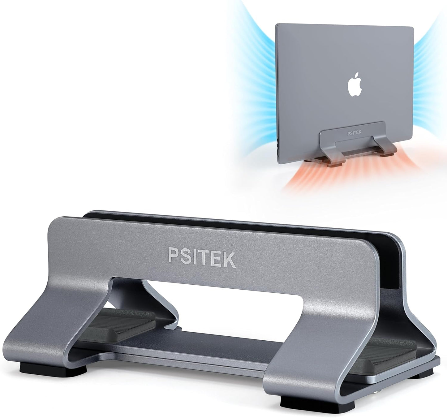 Aluminum Dual Vertical Laptop Stand Dock Holder, Supports 2 Devices, Adjustable Slot Width 15-36mm, Space-Saving Upright Storage for MacBook and Laptops