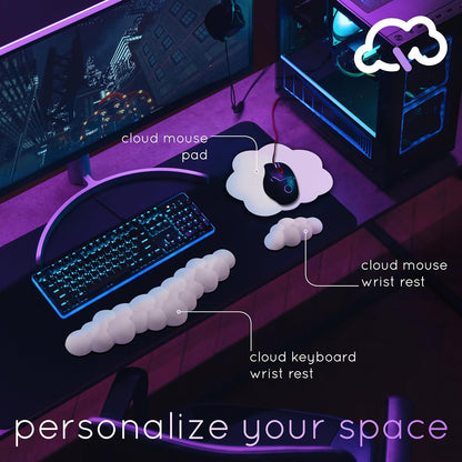 Cloud Keyboard Wrist Rest – Create-ables Qloud Cloud Wrist Rest for Computer Keyboard and Mouse, Ergonomic Memory Foam Wrist Pad with Non-Slip Base, Includes Cloud Mouse Pad – White