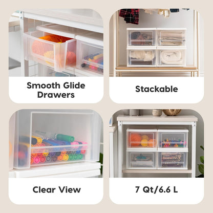 IRIS USA 47 Qt. Extra-Large Stackable Storage Drawer Plastic Drawer Organizer with Clear Doors, for Pantry Bedroom Closet Kitchen Under-Sink Home and Office De-Clutter Shoes and Crafts, White, 2-Pack
