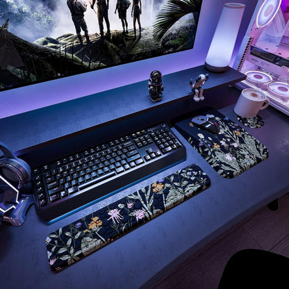 Ospelelf Mouse Pad with Wrist Rest and Keyboard Wrist Rest, Ergonomic Wrist Rest for Computer, Office, Gaming, Pink