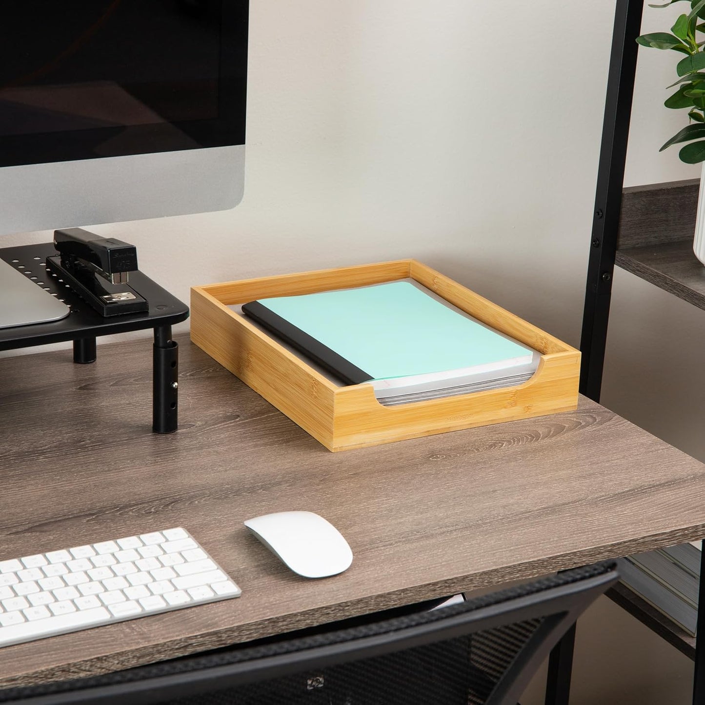 Mind Reader Vertical File Storage, Desktop Organizer, Magazine Holder, Office, Bamboo, 6"L x 11"W x 10"H, Brown