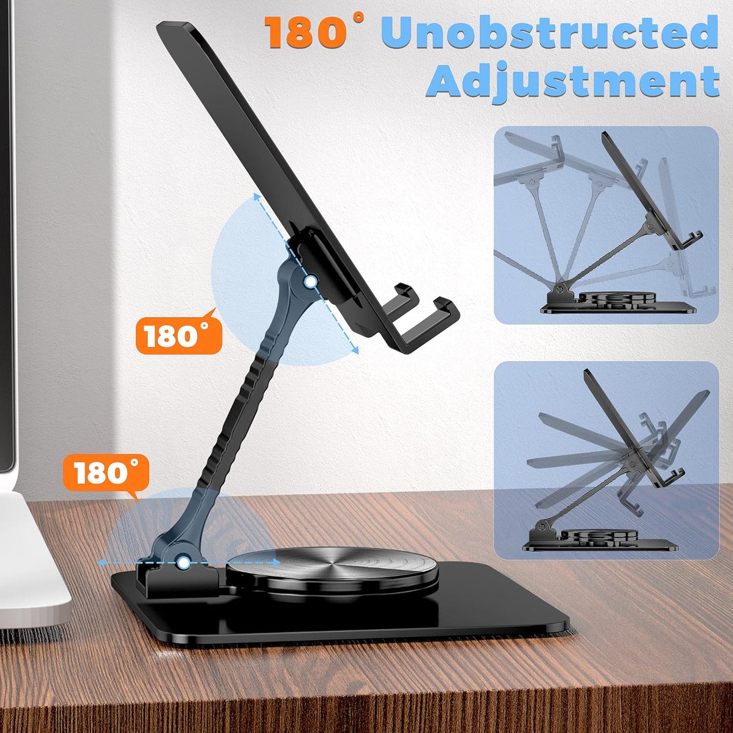 360 Rotatable Foldable Phone Stand for Desk,Fully Adjustable Desktop Phone Holder Cradle Dock Compatible with iPhone 17 16 15 14 13 12 11 Pro Max,Tablets,All Phones(Pink)