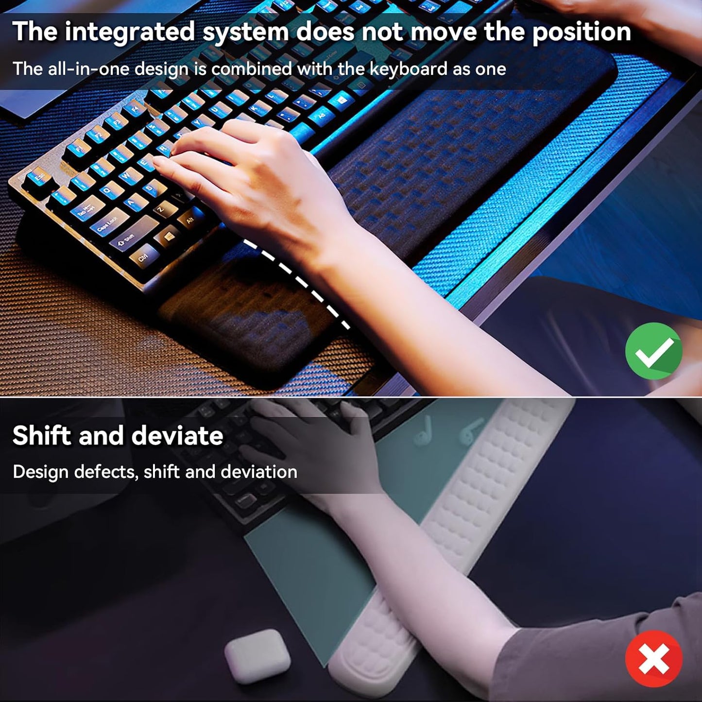 Wrist Rest with Keyboard Stand, Computer Wrist Support Pad, Ergonomic Keyboard Riser Holder Lifter Tray with Wrist Pad, Memory Foam Desk Cushion, Palm Hand Typing for Office Home School