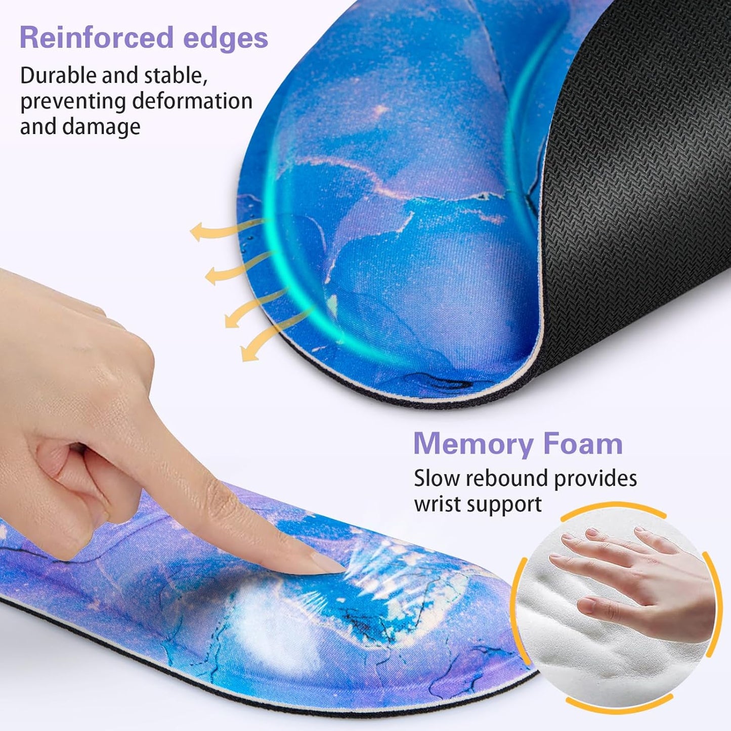 Mouse Pad with Wrist Rest Set, Qomolama 3-in-1 Wrist Support Mouse Pad Set, Floral Gaming Mousepad with Anti-Skid Base,Ergonomic Mouse Pad,Memory Foam Keyboard Gel Wrists Rest