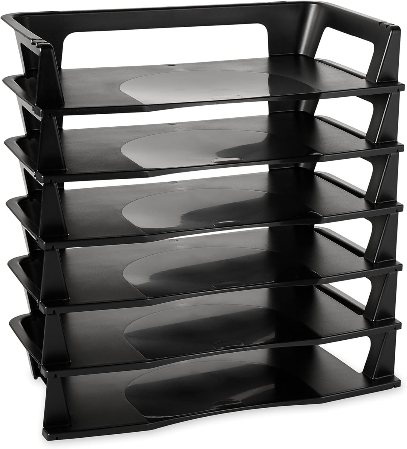 Rubbermaid Regeneration Letter Tray, Six Tier, Plastic, Black (86028)