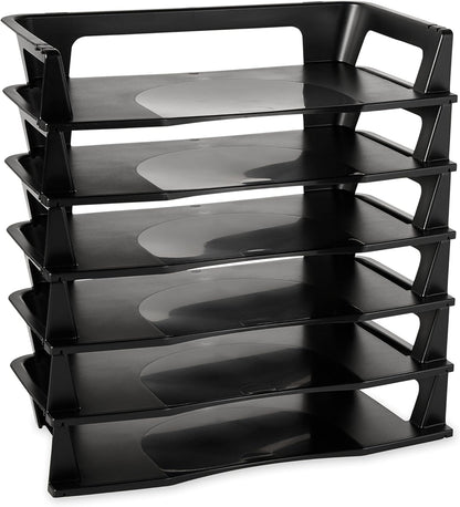 Rubbermaid Regeneration Letter Tray, Six Tier, Plastic, Black (86028)