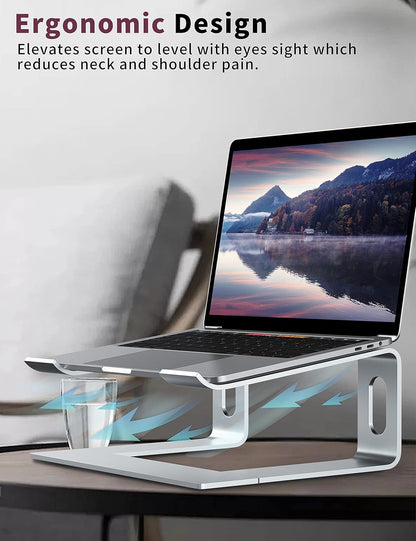 ALASHI Laptop Stand for Desk, Aluminum Computer Riser, Ergonomic Notebook Holder, Detachable Metal Laptops Elevator, PC Cooling Mount Support 10 to 15.6 Inches Notebook, Black
