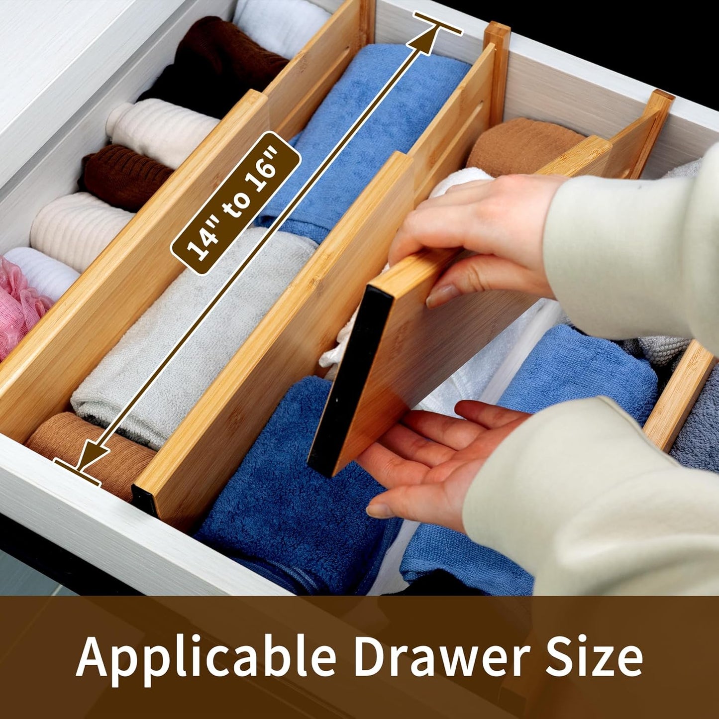Utoplike 4 pcs Bamboo Kitchen Drawer Dividers Large, Adjustable Drawer Organizers, Spring Loaded, Expandable Organization Works in Kitchen, Dresser, Bathroom, Bedroom, Drawer, Desk
