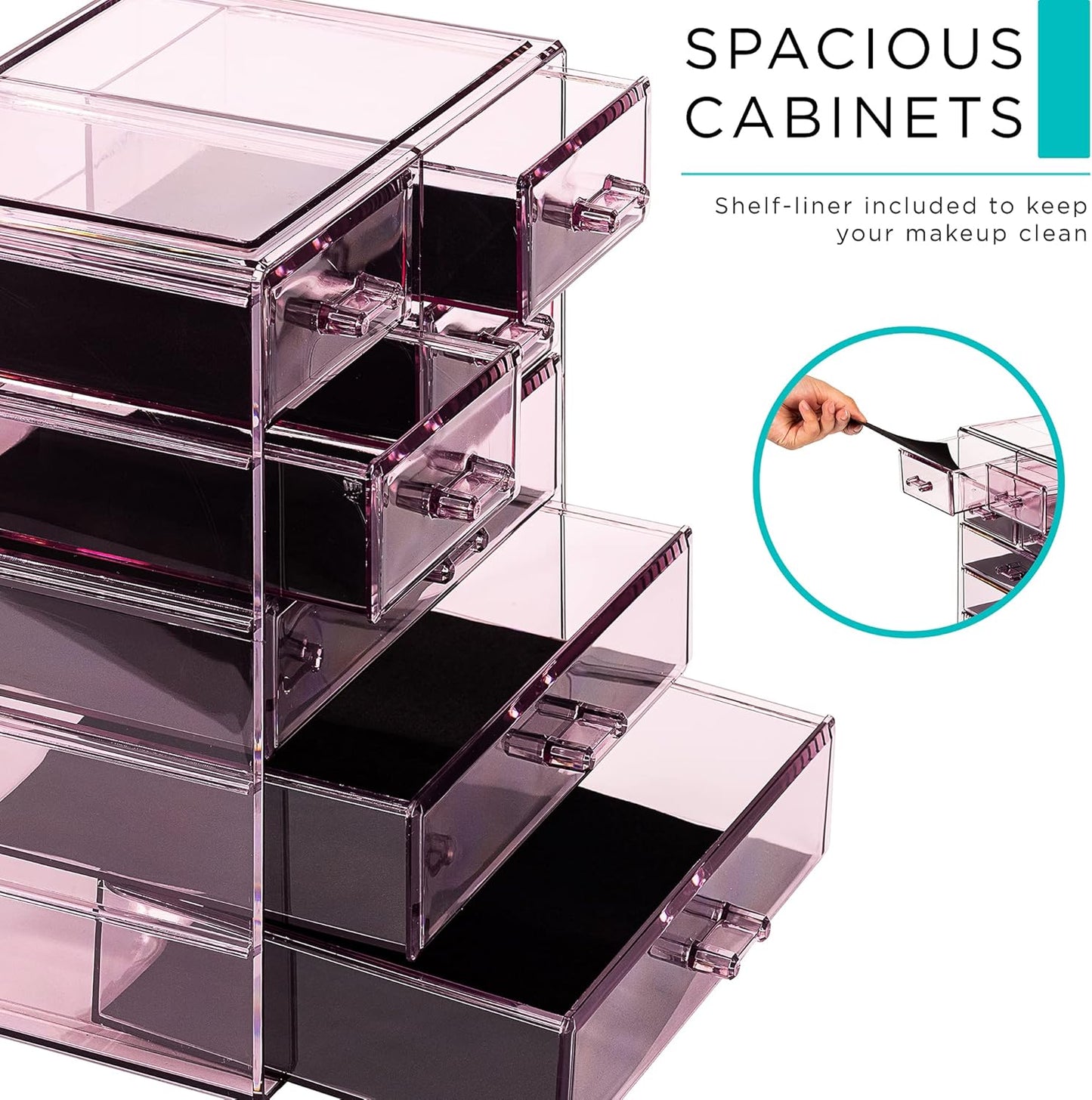 Sorbus Acrylic Makeup Organizer Set, 6-Drawer Vanity & Countertop Cosmetic Storage with Small & Wide Drawers, Clear Makeup Storage for Brushes, Lipsticks, Jewelry – Holiday Gift for Women & Teens