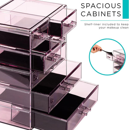 Sorbus Acrylic Makeup Organizer Set, 6-Drawer Vanity & Countertop Cosmetic Storage with Small & Wide Drawers, Clear Makeup Storage for Brushes, Lipsticks, Jewelry – Holiday Gift for Women & Teens
